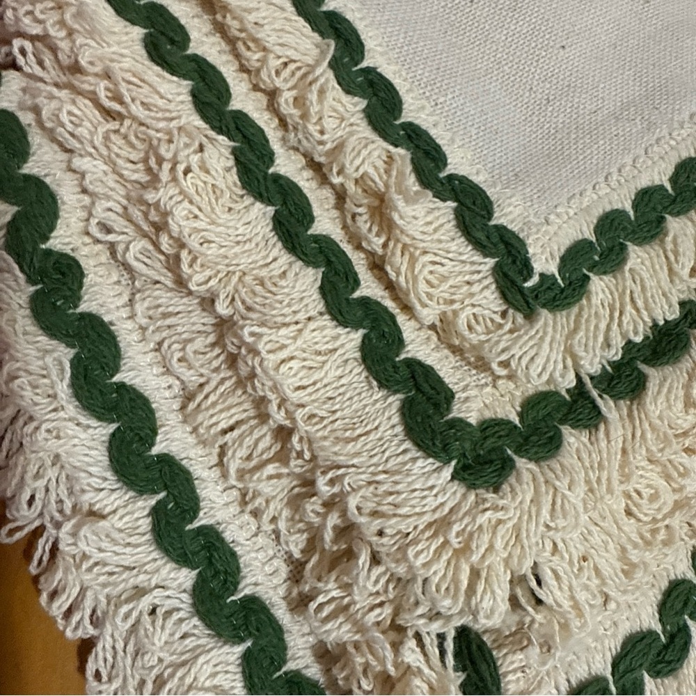 Vtg Set of 4 70s Made in USA Avocado Green 100% Cotton Fringe Napkins 17”x17” - Picture 2 of 6